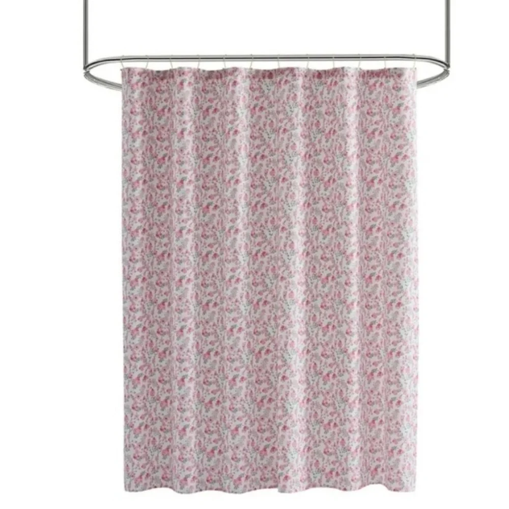 Draper James 15-Piece Bath Set Pink Floral Shower Curtain Soap Dispenser Tumbler
